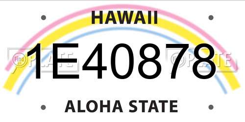 1E40878 Hawaii License Plate