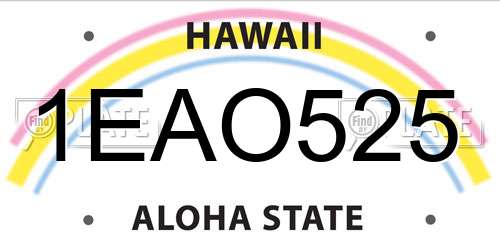 1EAO525 Hawaii License Plate
