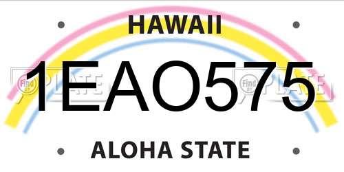 1EAO575 Hawaii License Plate