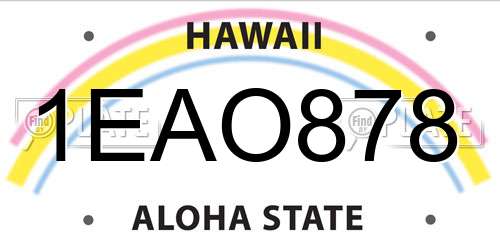 1EAO878 Hawaii License Plate