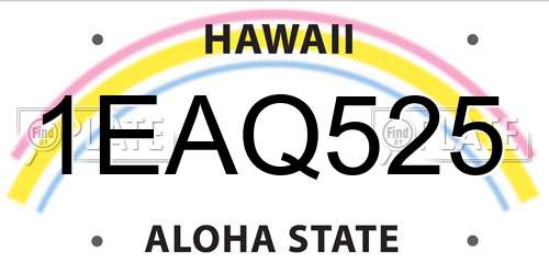1EAQ525 Hawaii License Plate