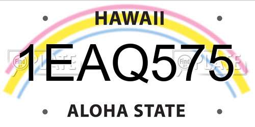 1EAQ575 Hawaii License Plate