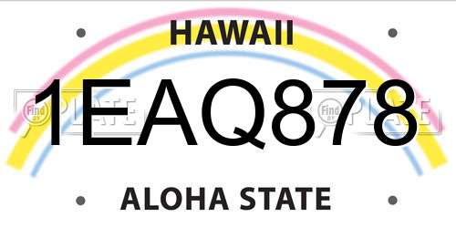 1EAQ878 Hawaii License Plate