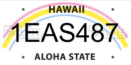 1EAS487 Hawaii License Plate