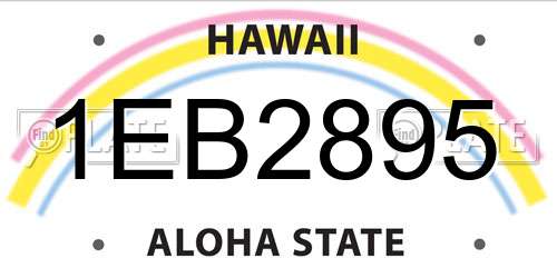 1EB2895 Hawaii License Plate