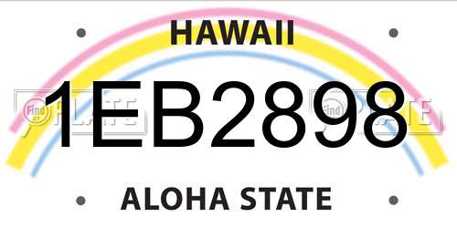 1EB2898 Hawaii License Plate
