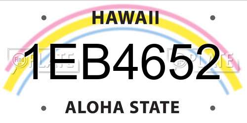 1EB4652 Hawaii License Plate