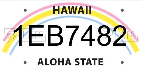 1EB7482 Hawaii License Plate