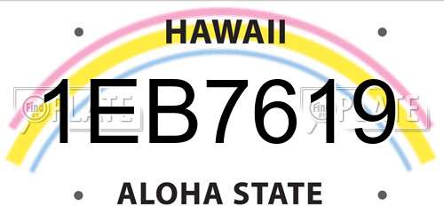 1EB7619 Hawaii License Plate