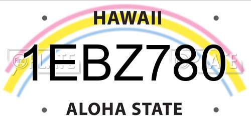 1EBZ780 Hawaii License Plate