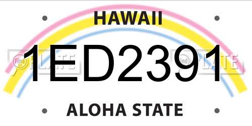 1ED2391 Hawaii License Plate