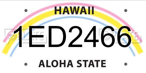 1ED2466 Hawaii License Plate