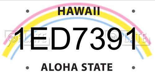1ED7391 Hawaii License Plate