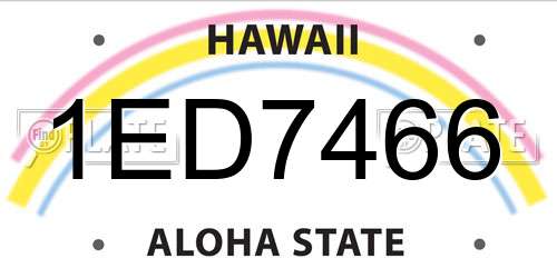 1ED7466 Hawaii License Plate