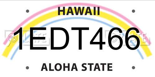 1EDT466 Hawaii License Plate