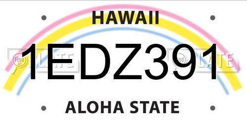 1EDZ391 Hawaii License Plate