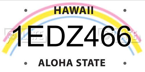 1EDZ466 Hawaii License Plate