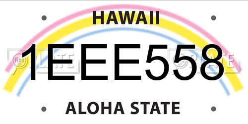 1EEE558 Hawaii License Plate