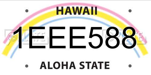 1EEE588 Hawaii License Plate