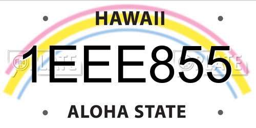 1EEE855 Hawaii License Plate