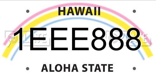 1EEE888 Hawaii License Plate