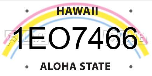 1EO7466 Hawaii License Plate
