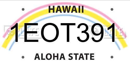 1EOT391 Hawaii License Plate