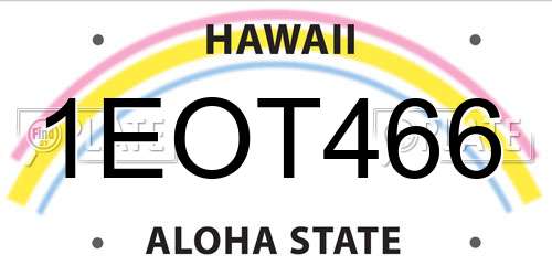 1EOT466 Hawaii License Plate