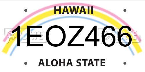 1EOZ466 Hawaii License Plate
