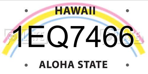 1EQ7466 Hawaii License Plate
