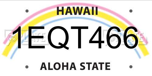 1EQT466 Hawaii License Plate