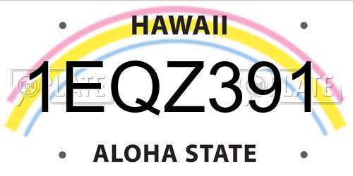1EQZ391 Hawaii License Plate