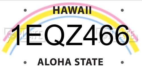 1EQZ466 Hawaii License Plate
