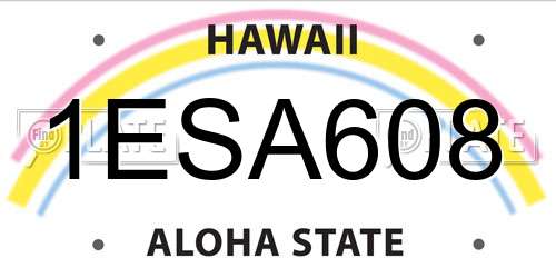 1ESA608 Hawaii License Plate
