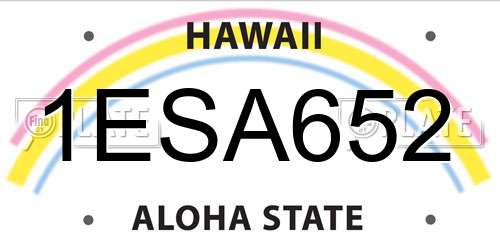 1ESA652 Hawaii License Plate