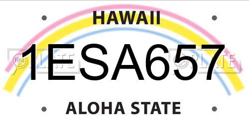 1ESA657 Hawaii License Plate