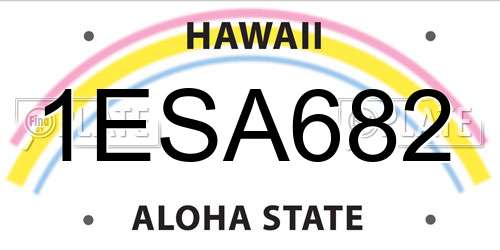 1ESA682 Hawaii License Plate