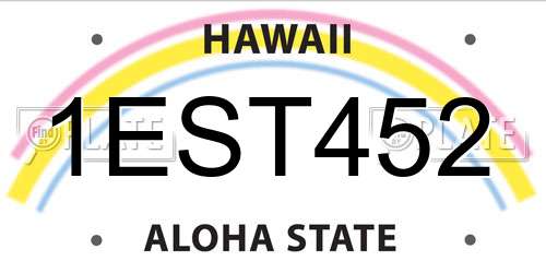 1EST452 Hawaii License Plate