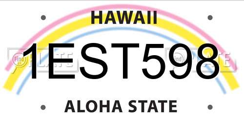 1EST598 Hawaii License Plate