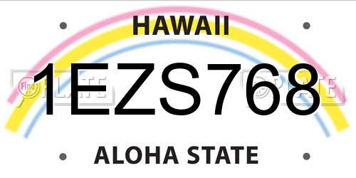 1EZS768 Hawaii License Plate