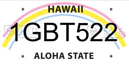 1GBT522 Hawaii License Plate