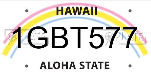 1GBT577 Hawaii License Plate