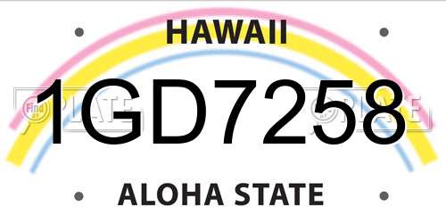 1GD7258 Hawaii License Plate