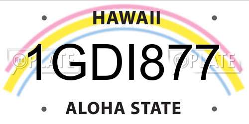 1GDI877 Hawaii License Plate