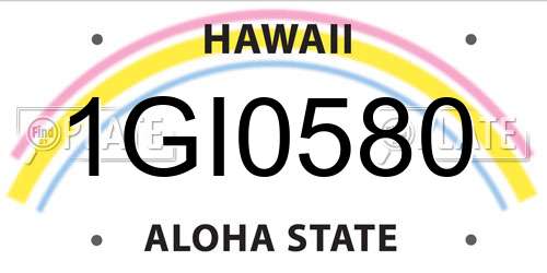 1GI0580 Hawaii License Plate