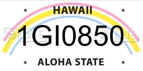 1GI0850 Hawaii License Plate