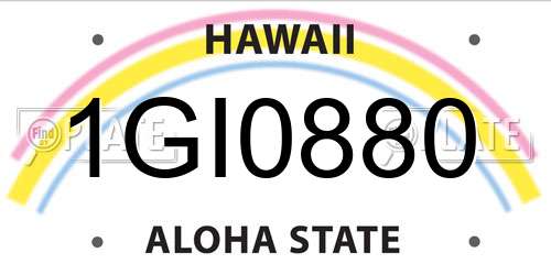 1GI0880 Hawaii License Plate
