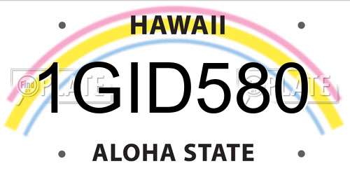 1GID580 Hawaii License Plate