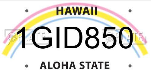 1GID850 Hawaii License Plate