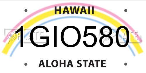 1GIO580 Hawaii License Plate